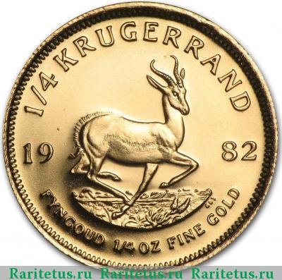 Реверс монеты 1/4 крюгерранда (krugerrand) 1982 года   ЮАР