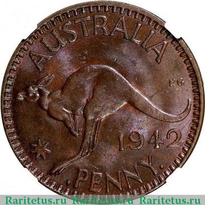 Реверс монеты 1 пенни (penny) 1942 года   Австралия