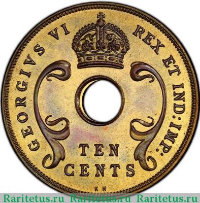 10 центов (cents) 1937 года KN  Британская Восточная Африка
