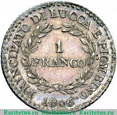 Реверс монеты 1 франк (franco) 1806 года  Италия