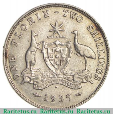 Реверс монеты 2 шиллинга (florin, shillings) 1935 года   Австралия