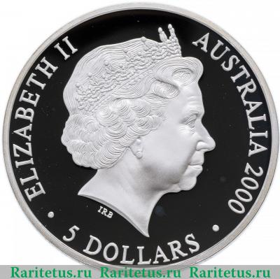 5 долларов (dollars) 2000 года  коала Австралия proof