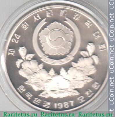 Реверс монеты 5000 вон (won) 1987 года   Южная Корея