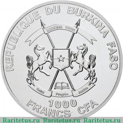 1000 франков (francs) 2013 года  крокодил Буркина Фасо
