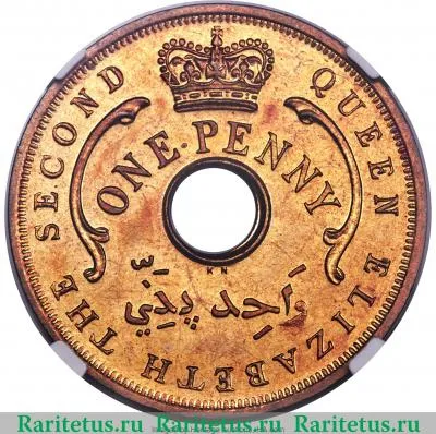 1 пенни (penny) 1957 года KN  Британская Западная Африка