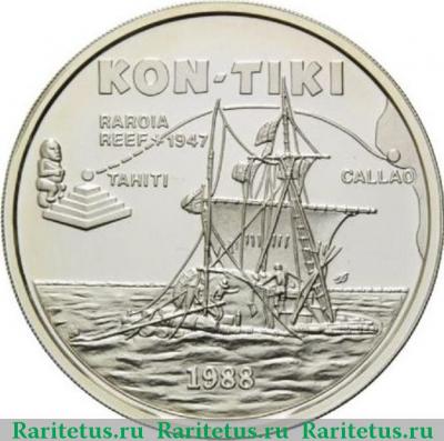 Реверс монеты 10 тала (tala) 1988 года   Самоа proof