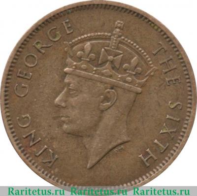 1 пенни (penny) 1950 года   Ямайка