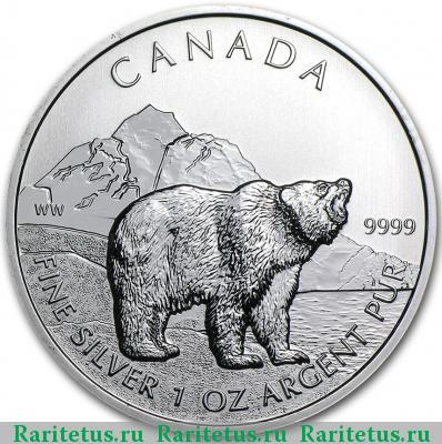 Реверс монеты 5 долларов (dollars) 2011 года  Канада