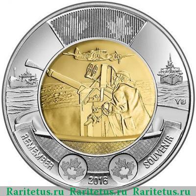 Реверс монеты 2 доллара (dollars) 2016 года  Канада Канада