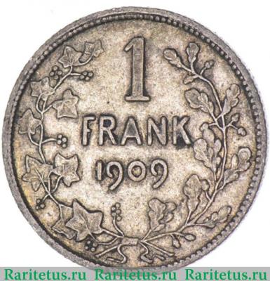 Реверс монеты 1 франк (franc) 1909 года  BELGEN Бельгия