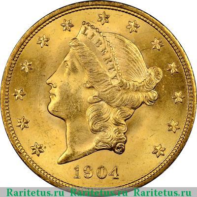 20 долларов (dollars) 1904 года  США