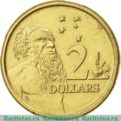 Реверс монеты 2 доллара (dollars) 1988 года   Австралия