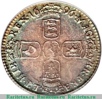 Реверс монеты 6 пенсов (pence) 1696 года  Великобритания