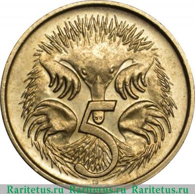 Реверс монеты 5 центов (cents) 1991 года   Австралия
