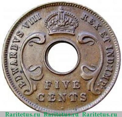 5 центов (cents) 1936 года H  Британская Восточная Африка