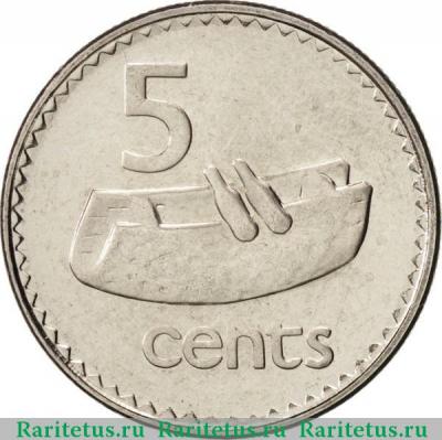 Реверс монеты 5 центов (cents) 1980 года   Фиджи