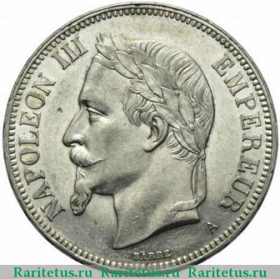 5 франков (francs) 1870 года A  Франция