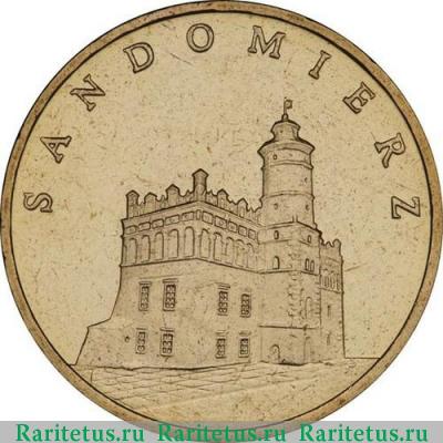 Реверс монеты 2 злотых (zlote) 2006 года  Сандомир Польша