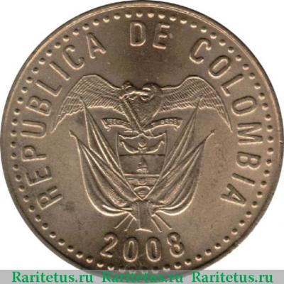 100 песо (pesos) 2008 года   Колумбия