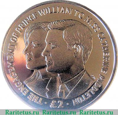 Реверс монеты 2 фунта (pounds) 2010 года   Британская территория Индийского океана