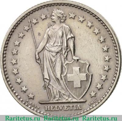 2 франка (francs) 1968 года   Швейцария