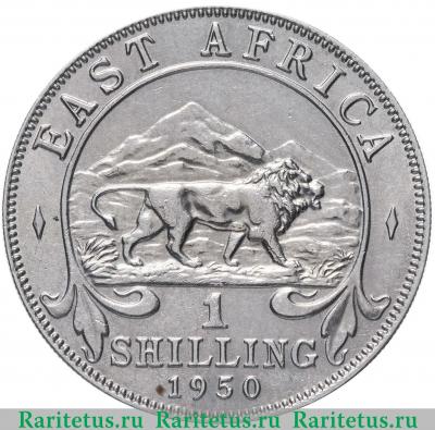 Реверс монеты 1 шиллинг (shilling) 1950 года  без букв Британская Восточная Африка
