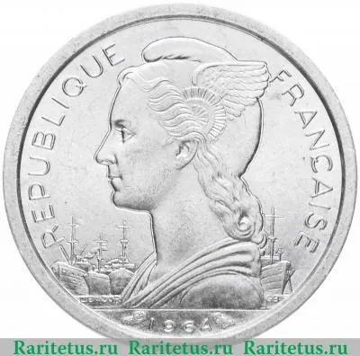 1 франк (franc) 1964 года   Реюньон