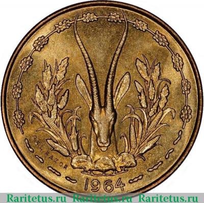 10 франков (francs) 1964 года   Западная Африка (BCEAO)
