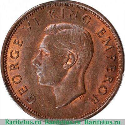 1/2 пенни (penny) 1942 года   Новая Зеландия
