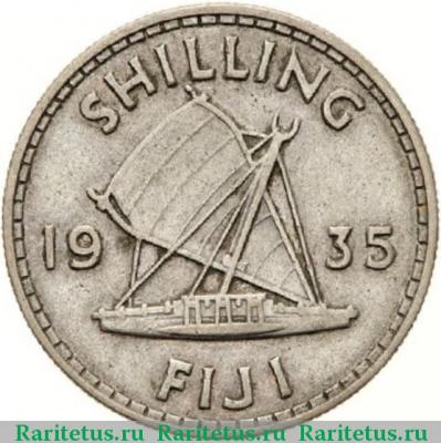 Реверс монеты 1 шиллинг (shilling) 1935 года   Фиджи