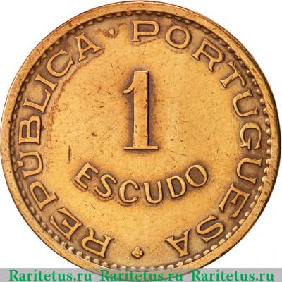Реверс монеты 1 эскудо (escudo) 1973 года   Гвинея-Бисау