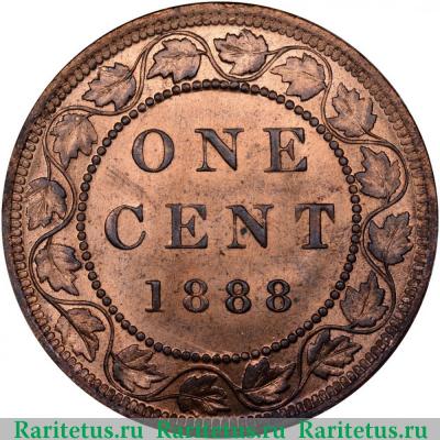 Реверс монеты 1 цент (cent) 1888 года   Канада