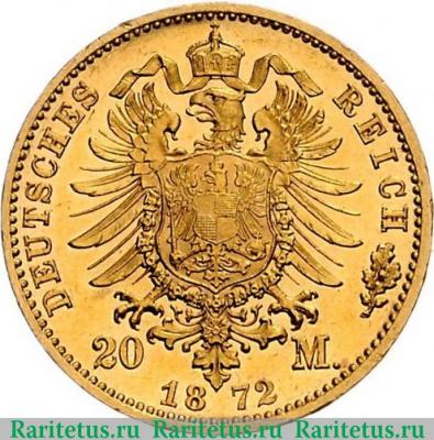 Реверс монеты 20 марок (mark) 1872 года   Германия (Империя)