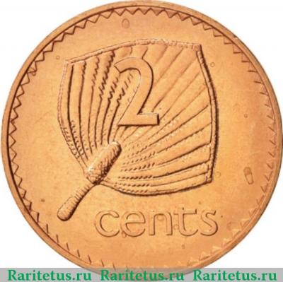 Реверс монеты 2 цента (cents) 1990 года   Фиджи