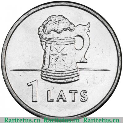 Реверс монеты 1 лат (lats) 2011 года  кружка Латвия