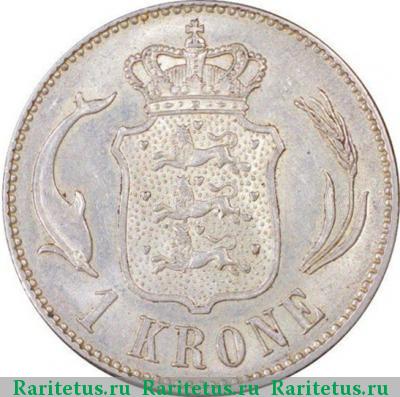 Реверс монеты 1 крона (krone) 1915 года  Дания