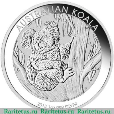 Реверс монеты 1 доллар (dollar) 2013 года  коала Австралия