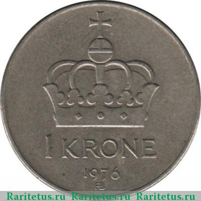 Реверс монеты 1 крона (krone) 1976 года  Норвегия