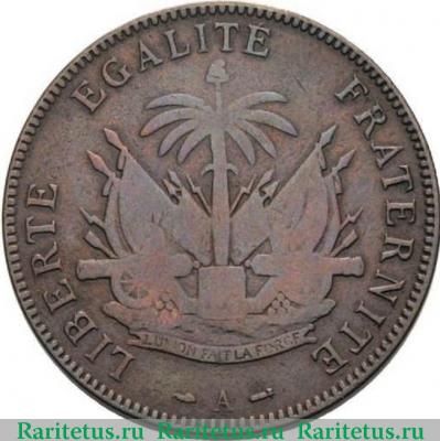 Реверс монеты 2 сантима (centimes) 1894 года   Гаити