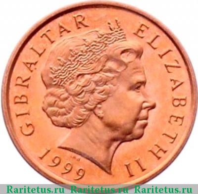 1 пенни (penny) 1999 года  Гибралтар