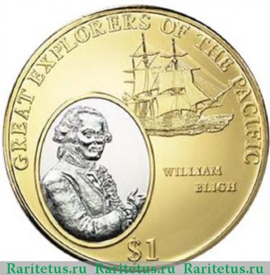 Реверс монеты 1 доллар (dollar) 2009 года  Уильям  Блай Фиджи proof
