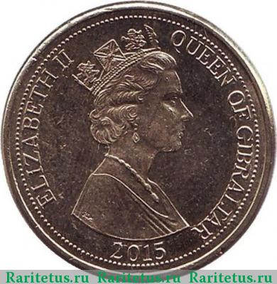 1 фунт (pound) 2015 года  Гибралтар