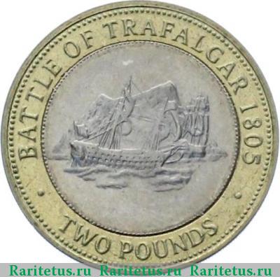 Реверс монеты 2 фунта (pounds) 2007 года  Гибралтар