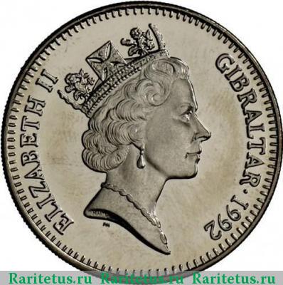 2.8 экю - 2 фунта (ecus, pounds) 1992 года  Гибралтар