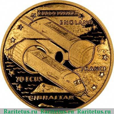 Реверс монеты 70 экю (ecus) 1993 года   proof