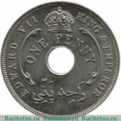 1 пенни (penny) 1910 года   Британская Западная Африка