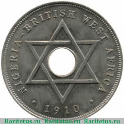 Реверс монеты 1 пенни (penny) 1910 года   Британская Западная Африка