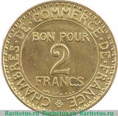 Реверс монеты 2 франка (francs) 1920 года  алюминиевая бронза Франция