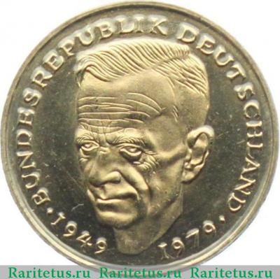 Реверс монеты 2 марки (deutsche mark) 1984 года F  Германия
