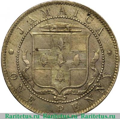 Реверс монеты 1 пенни (penny) 1885 года   Ямайка